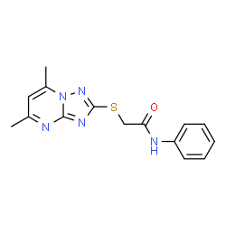 ChemSpider 2D Image | 2-[(5,7-Dimethyl[1,2,4]triazolo[1,5-a]pyrimidin-2-yl)sulfanyl]-N-phenylacetamide | C15H15N5OS