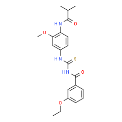 ChemSpider 2D Image | 3-Ethoxy-N-{[4-(isobutyrylamino)-3-methoxyphenyl]carbamothioyl}benzamide | C21H25N3O4S