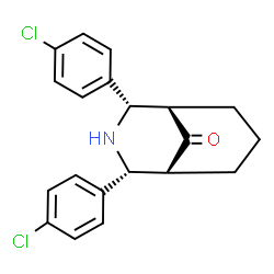ChemSpider 2D Image | (1R,2R,4S,5R)-2,4-Bis(4-chlorophenyl)-3-azabicyclo[3.3.1]nonan-9-one | C20H19Cl2NO