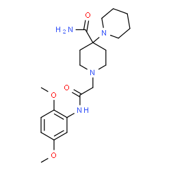 ChemSpider 2D Image | 1'-{2-[(2,5-Dimethoxyphenyl)amino]-2-oxoethyl}-1,4'-bipiperidine-4'-carboxamide | C21H32N4O4