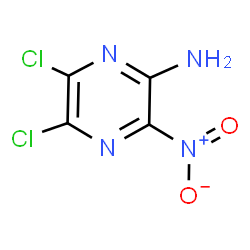 ChemSpider 2D Image | 5,6-Dichloro-3-nitro-2-pyrazinamine | C4H2Cl2N4O2