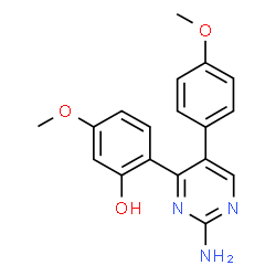 ChemSpider 2D Image | 2-[2-Amino-5-(4-methoxyphenyl)-4-pyrimidinyl]-5-methoxyphenol | C18H17N3O3