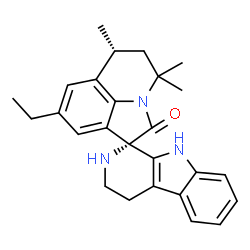 ChemSpider 2D Image | (1S,6'R)-8'-Ethyl-4',4',6'-trimethyl-2,3,4,5',6',9-hexahydro-4'H-spiro[beta-carboline-1,1'-pyrrolo[3,2,1-ij]quinolin]-2'-one | C26H29N3O