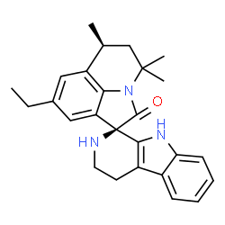ChemSpider 2D Image | (1R,6'S)-8'-Ethyl-4',4',6'-trimethyl-2,3,4,5',6',9-hexahydro-4'H-spiro[beta-carboline-1,1'-pyrrolo[3,2,1-ij]quinolin]-2'-one | C26H29N3O