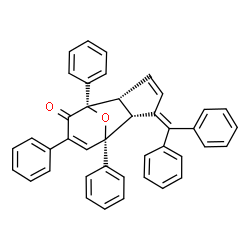 ChemSpider 2D Image | (1R,2R,6R,7S)-3-(Diphenylmethylene)-1,7,9-triphenyl-11-oxatricyclo[5.3.1.0~2,6~]undeca-4,9-dien-8-one | C41H30O2