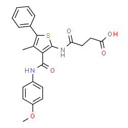 ChemSpider 2D Image | 4-({3-[(4-Methoxyphenyl)carbamoyl]-4-methyl-5-phenyl-2-thienyl}amino)-4-oxobutanoic acid | C23H22N2O5S