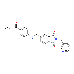 ChemSpider 2D Image | Ethyl 4-({[1,3-dioxo-2-(3-pyridinylmethyl)-2,3-dihydro-1H-isoindol-5-yl]carbonyl}amino)benzoate | C24H19N3O5