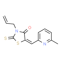 ChemSpider 2D Image | (5E)-3-Allyl-5-[(6-methyl-2-pyridinyl)methylene]-2-thioxo-1,3-thiazolidin-4-one | C13H12N2OS2