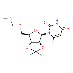 ChemSpider 2D Image | 6-Iodo-2',3'-O-isopropylidene-5'-O-(methoxymethyl)uridine | C14H19IN2O7