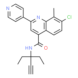 ChemSpider 2D Image | 7-Chloro-N-(3-ethyl-1-pentyn-3-yl)-8-methyl-2-(4-pyridinyl)-4-quinolinecarboxamide | C23H22ClN3O