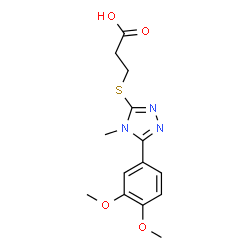 ChemSpider 2D Image | 3-{[5-(3,4-Dimethoxyphenyl)-4-methyl-4H-1,2,4-triazol-3-yl]sulfanyl}propanoic acid | C14H17N3O4S