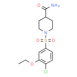 ChemSpider 2D Image | 1-[(4-Chloro-3-ethoxyphenyl)sulfonyl]-4-piperidinecarboxamide | C14H19ClN2O4S