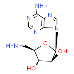ChemSpider 2D Image | 9-(5-Amino-5-deoxy-beta-D-arabinofuranosyl)-9H-purin-6-amine | C10H14N6O3