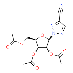ChemSpider 2D Image | 2-(2,3,5-Tri-O-acetyl-beta-D-ribofuranosyl)-2H-1,2,3-triazole-4-carbonitrile | C14H16N4O7
