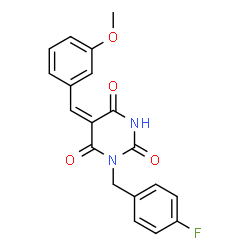 ChemSpider 2D Image | (5E)-1-(4-Fluorobenzyl)-5-(3-methoxybenzylidene)-2,4,6(1H,3H,5H)-pyrimidinetrione | C19H15FN2O4