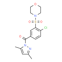 ChemSpider 2D Image | [4-Chloro-3-(4-morpholinylsulfonyl)phenyl](3,5-dimethyl-1H-pyrazol-1-yl)methanone | C16H18ClN3O4S