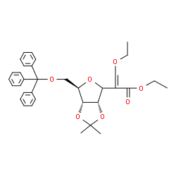 ChemSpider 2D Image | Ethyl (3xi,6R)-3,6-anhydro-2-deoxy-2-(ethoxymethylene)-4,5-O-isopropylidene-6-[(trityloxy)methyl]-D-erythro-hexonate | C34H38O7