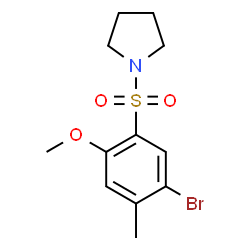 ChemSpider 2D Image | 1-[(5-Bromo-2-methoxy-4-methylphenyl)sulfonyl]pyrrolidine | C12H16BrNO3S
