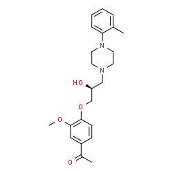 ChemSpider 2D Image | 1-(4-{(2S)-2-Hydroxy-3-[4-(2-methylphenyl)-1-piperazinyl]propoxy}-3-methoxyphenyl)ethanone | C23H30N2O4