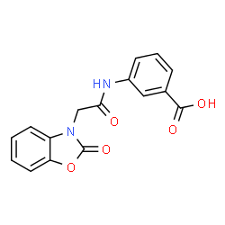 ChemSpider 2D Image | 3-{[(2-Oxo-1,3-benzoxazol-3(2H)-yl)acetyl]amino}benzoic acid | C16H12N2O5