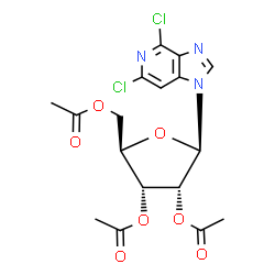 ChemSpider 2D Image | 4,6-Dichloro-1-(2,3,5-tri-O-acetyl-beta-D-ribofuranosyl)-1H-imidazo[4,5-c]pyridine | C17H17Cl2N3O7