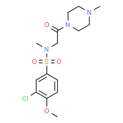 ChemSpider 2D Image | 3-Chloro-4-methoxy-N-methyl-N-[2-(4-methyl-1-piperazinyl)-2-oxoethyl]benzenesulfonamide | C15H22ClN3O4S