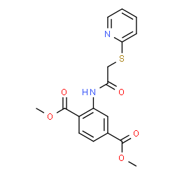 ChemSpider 2D Image | Dimethyl 2-{[(2-pyridinylsulfanyl)acetyl]amino}terephthalate | C17H16N2O5S