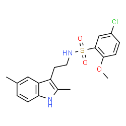 ChemSpider 2D Image | 5-Chloro-N-[2-(2,5-dimethyl-1H-indol-3-yl)ethyl]-2-methoxybenzenesulfonamide | C19H21ClN2O3S