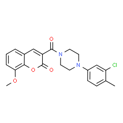 ChemSpider 2D Image | 3-{[4-(3-Chloro-4-methylphenyl)-1-piperazinyl]carbonyl}-8-methoxy-2H-chromen-2-one | C22H21ClN2O4