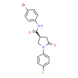 ChemSpider 2D Image | (3S)-N-(4-Bromophenyl)-1-(4-fluorophenyl)-5-oxo-3-pyrrolidinecarboxamide | C17H14BrFN2O2