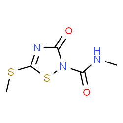 ChemSpider 2D Image | N-Methyl-5-(methylsulfanyl)-3-oxo-1,2,4-thiadiazole-2(3H)-carboxamide | C5H7N3O2S2