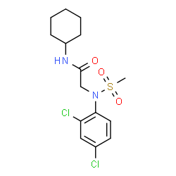 ChemSpider 2D Image | N-Cyclohexyl-N~2~-(2,4-dichlorophenyl)-N~2~-(methylsulfonyl)glycinamide | C15H20Cl2N2O3S