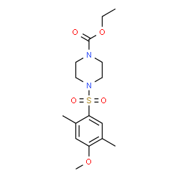 ChemSpider 2D Image | Ethyl 4-[(4-methoxy-2,5-dimethylphenyl)sulfonyl]-1-piperazinecarboxylate | C16H24N2O5S