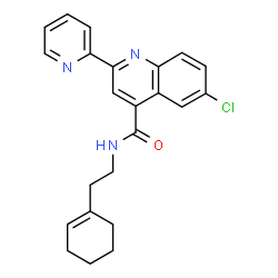 ChemSpider 2D Image | 6-Chloro-N-[2-(1-cyclohexen-1-yl)ethyl]-2-(2-pyridinyl)-4-quinolinecarboxamide | C23H22ClN3O