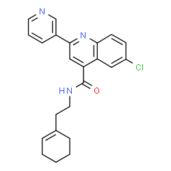 ChemSpider 2D Image | 6-Chloro-N-[2-(1-cyclohexen-1-yl)ethyl]-2-(3-pyridinyl)-4-quinolinecarboxamide | C23H22ClN3O