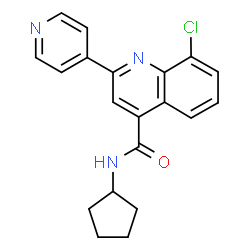 ChemSpider 2D Image | 8-Chloro-N-cyclopentyl-2-(4-pyridinyl)-4-quinolinecarboxamide | C20H18ClN3O