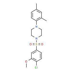 ChemSpider 2D Image | 1-[(4-Chloro-3-methoxyphenyl)sulfonyl]-4-(2,4-dimethylphenyl)piperazine | C19H23ClN2O3S