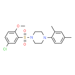 ChemSpider 2D Image | 1-[(5-Chloro-2-methoxyphenyl)sulfonyl]-4-(2,4-dimethylphenyl)piperazine | C19H23ClN2O3S