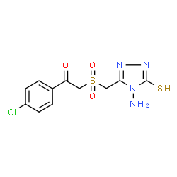ChemSpider 2D Image | 2-{[(4-Amino-5-thioxo-4,5-dihydro-1H-1,2,4-triazol-3-yl)methyl]sulfonyl}-1-(4-chlorophenyl)ethanone | C11H11ClN4O3S2