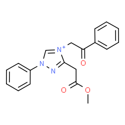ChemSpider 2D Image | 3-(2-Methoxy-2-oxoethyl)-4-(2-oxo-2-phenylethyl)-1-phenyl-1H-1,2,4-triazol-4-ium | C19H18N3O3