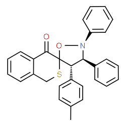 ChemSpider 2D Image | (3'R,4'S)-4'-(4-Methylphenyl)-2',3'-diphenylspiro[isothiochromene-3,5'-[1,2]oxazolidin]-4(1H)-one | C30H25NO2S