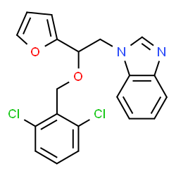 ChemSpider 2D Image | 1-{2-[(2,6-Dichlorobenzyl)oxy]-2-(2-furyl)ethyl}-1H-benzimidazole | C20H16Cl2N2O2