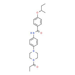 ChemSpider 2D Image | 4-[(2S)-2-Butanyloxy]-N-[4-(4-propionyl-1-piperazinyl)phenyl]benzamide | C24H31N3O3