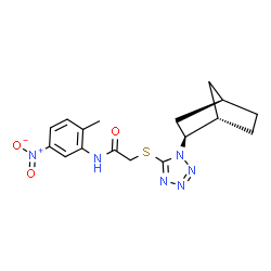 ChemSpider 2D Image | 2-({1-[(1S,2S,4R)-Bicyclo[2.2.1]hept-2-yl]-1H-tetrazol-5-yl}sulfanyl)-N-(2-methyl-5-nitrophenyl)acetamide | C17H20N6O3S