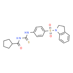 ChemSpider 2D Image | N-{[4-(2,3-Dihydro-1H-indol-1-ylsulfonyl)phenyl]carbamothioyl}cyclopentanecarboxamide | C21H23N3O3S2