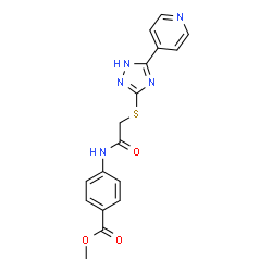 ChemSpider 2D Image | Methyl 4-[({[5-(4-pyridinyl)-1H-1,2,4-triazol-3-yl]sulfanyl}acetyl)amino]benzoate | C17H15N5O3S