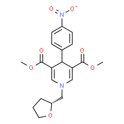 ChemSpider 2D Image | Dimethyl 4-(4-nitrophenyl)-1-[(2R)-tetrahydro-2-furanylmethyl]-1,4-dihydro-3,5-pyridinedicarboxylate | C20H22N2O7