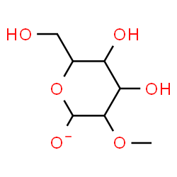 ChemSpider 2D Image | 4,5-Dihydroxy-6-(hydroxymethyl)-3-methoxytetrahydro-2H-pyran-2-olate | C7H13O6