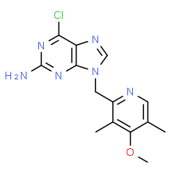 ChemSpider 2D Image | 6-chloro-9-(4-methoxy-3,5-dimethylpyridin-2-ylmethyl)-9H-purin-2-ylamine | C14H15ClN6O