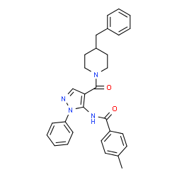 ChemSpider 2D Image | N-{4-[(4-Benzyl-1-piperidinyl)carbonyl]-1-phenyl-1H-pyrazol-5-yl}-4-methylbenzamide | C30H30N4O2
